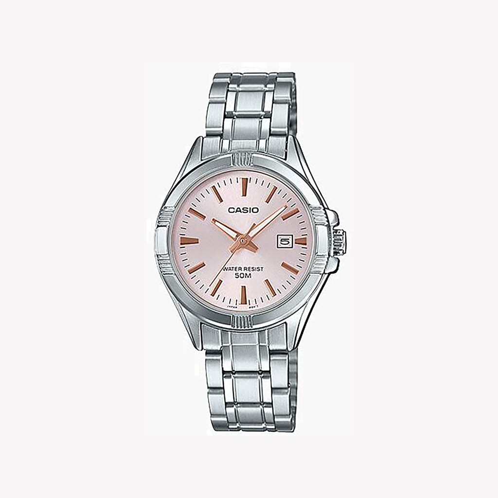 CASIO LTP-1308D-4AVDF - SPORTY ELEGANCE FOR THE MODERN WOMAN - ROSE GOLD DIAL & SILVER CASE
