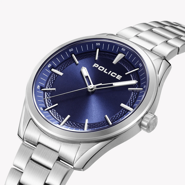 Police Men's Silver Stainless Steel Watch, Blue Dial | Pewjg0018203 by i-watch