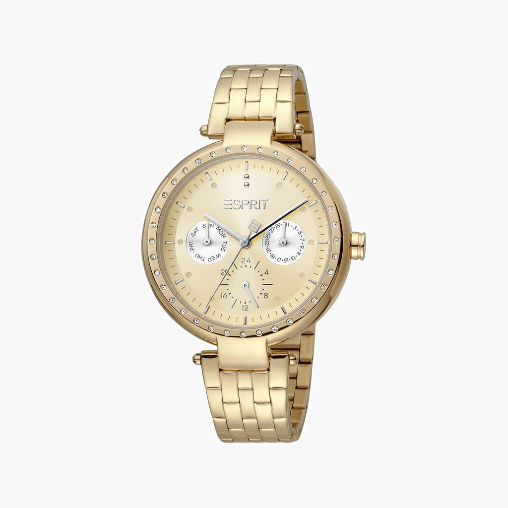 ESPRIT Women's Watch with Gold Stainless Steel Case and Gold Stainless Steel Band