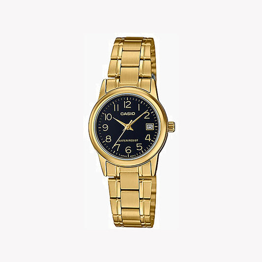 Casio LTP-V002G-1B analoge goldene Damenuhr