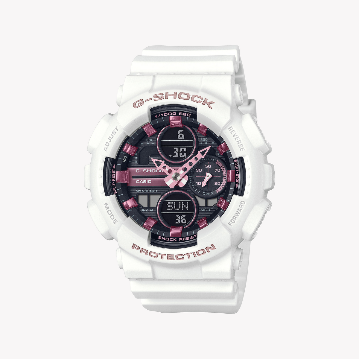 CASIO G-SHOCK GMA-S140M-7ADR - SPORTY ELEGANCE UNISEX WATCH WITH WHITE RESIN BAND & DIGITAL DIAL