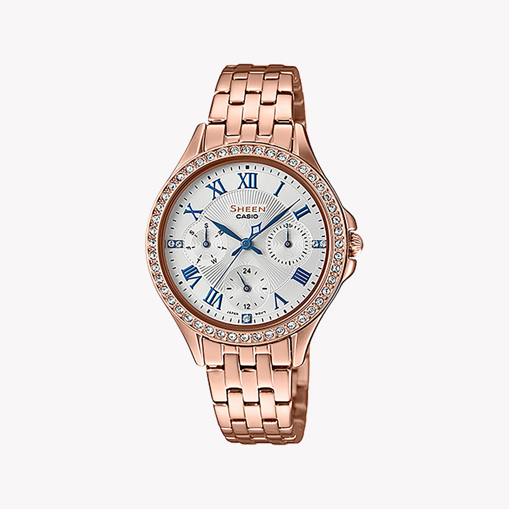 Casio She-3062pg-7audf - Sporty Elegance Women's Watch With Rose Gold & White Dial by i-watch