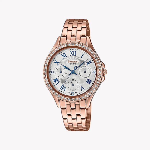 Casio She-3062pg-7audf - Sporty Elegance Women's Watch With Rose Gold & White Dial by i-watch