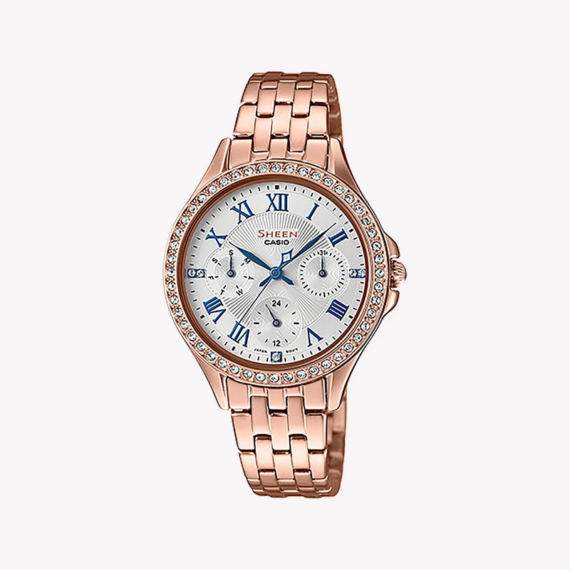 Casio She-3062pg-7audf - Sporty Elegance Women's Watch With Rose Gold & White Dial by i-watch