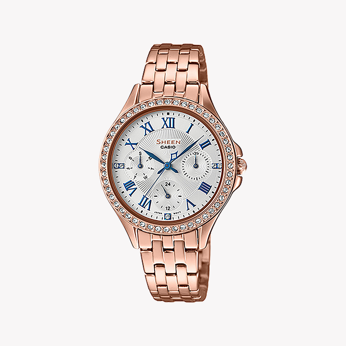 CASIO SHE-3062PG-7AUDF - SPORTY ELEGANCE WOMEN'S WATCH WITH ROSE GOLD & WHITE DIAL