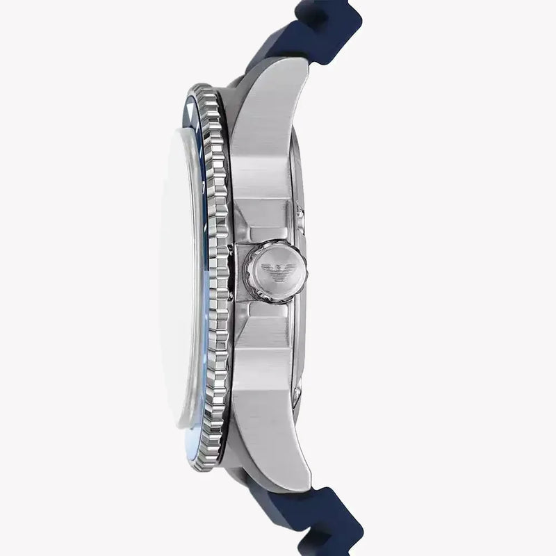 Emporio Armani Men's Silver & Blue Silicone Watch, Blue Dial | Ar11592 by i-watch