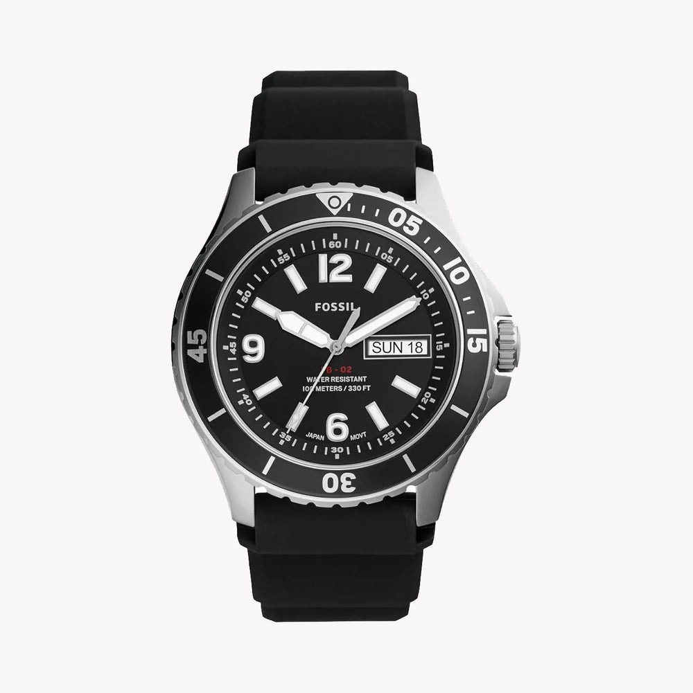 Fossil Men's Silver Stainless Steel, Black Silicone | Fs5689 by i-watch