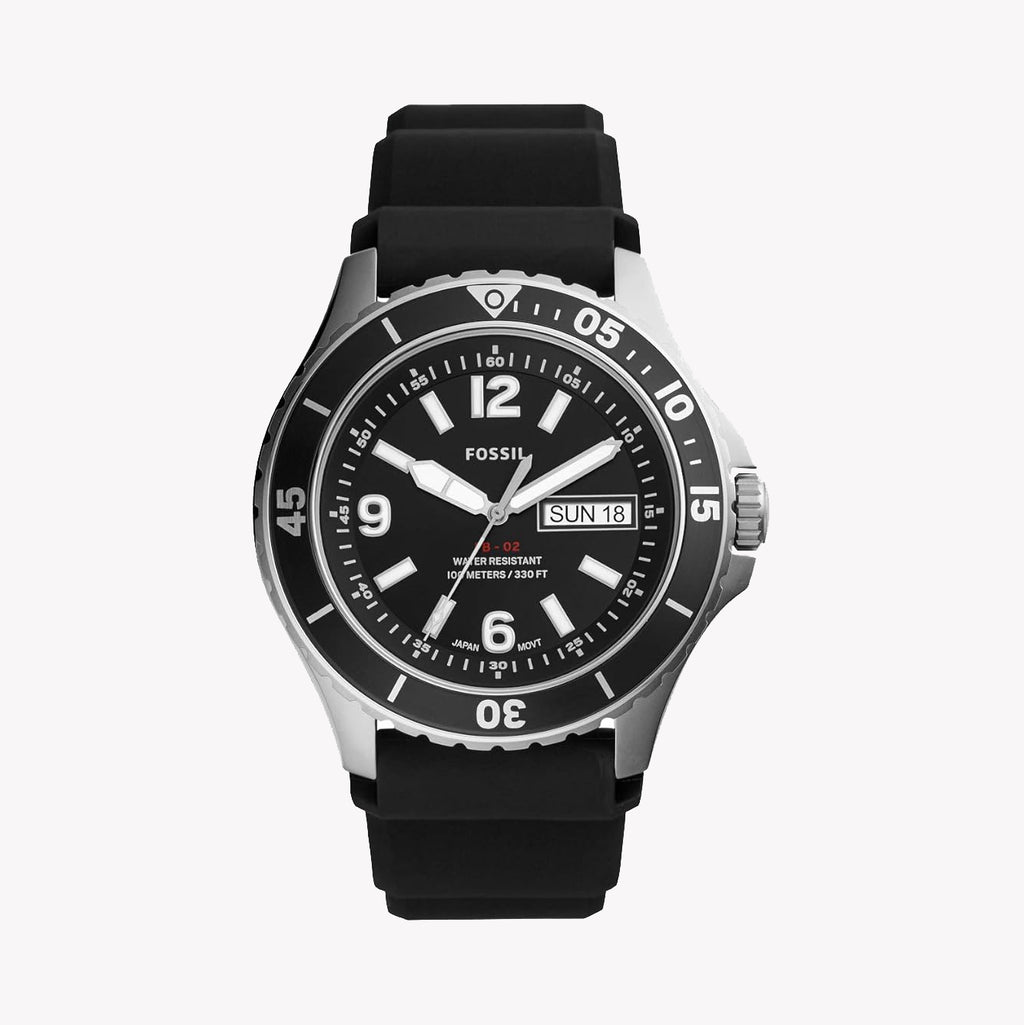 FOSSIL FS5689 GRAFFITE STRIKER - MODERN MEN'S TIMEPIECE WITH SILICONE BAND & BLACK DIAL