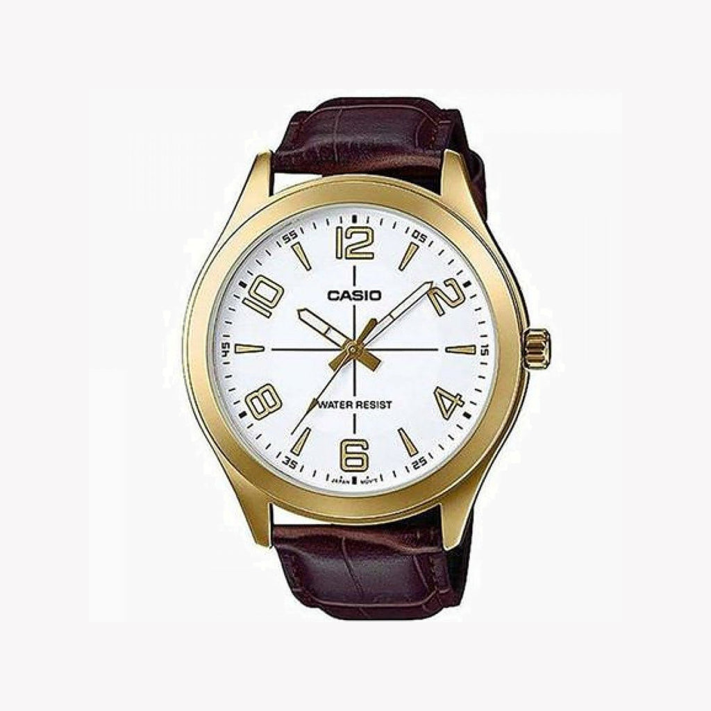 CASIO MTP-VX01GL-7BUDF - ELEGANT ADVENTURER MEN'S WATCH WITH GOLD STAINLESS STEEL & BROWN LEATHER BAND