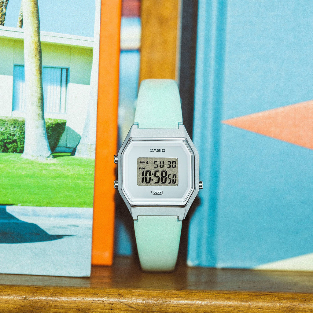 CASIO LA680WEL-3DF - SPORTY ELEGANCE WOMEN'S WATCH WITH BLUE LEATHER BAND & SILVER CASE-i-Watch-3