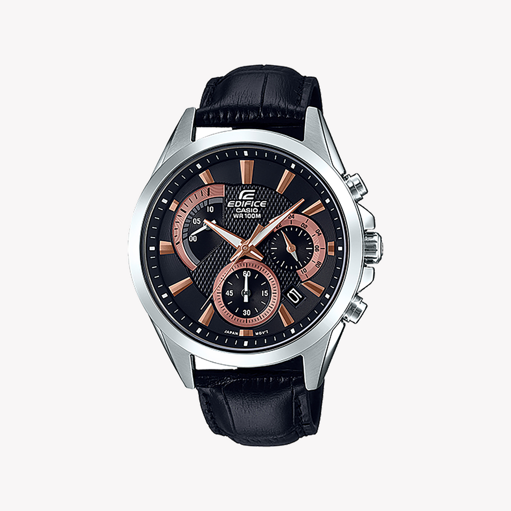CASIO EDIFICE EFV-580L-1AVUDF - ELEGANCE MEETS ADVENTURE Men's Watch with Silver Case & Leather Band