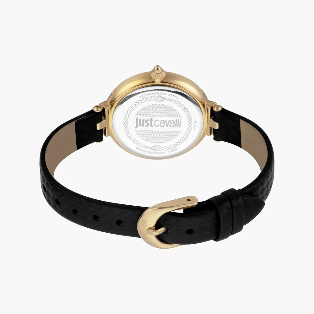 JUST CAVALLI Women's Watch with Gold Stainless Steel Case and Black Leather Band-i-Watch-4