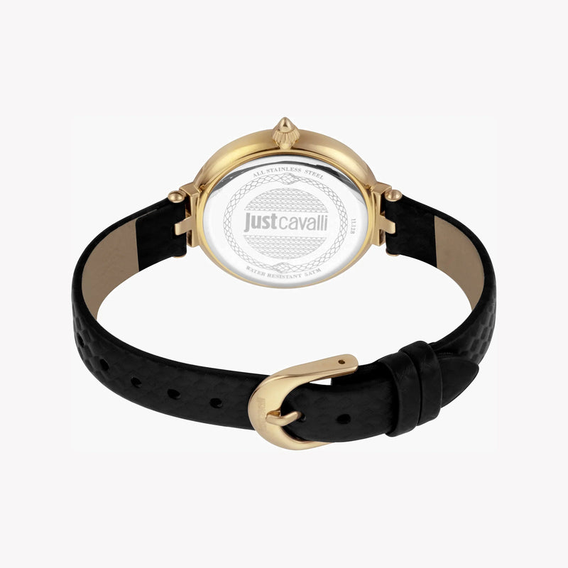 JUST CAVALLI Women's Watch with Gold Stainless Steel Case and Black Leather Band-i-Watch-4