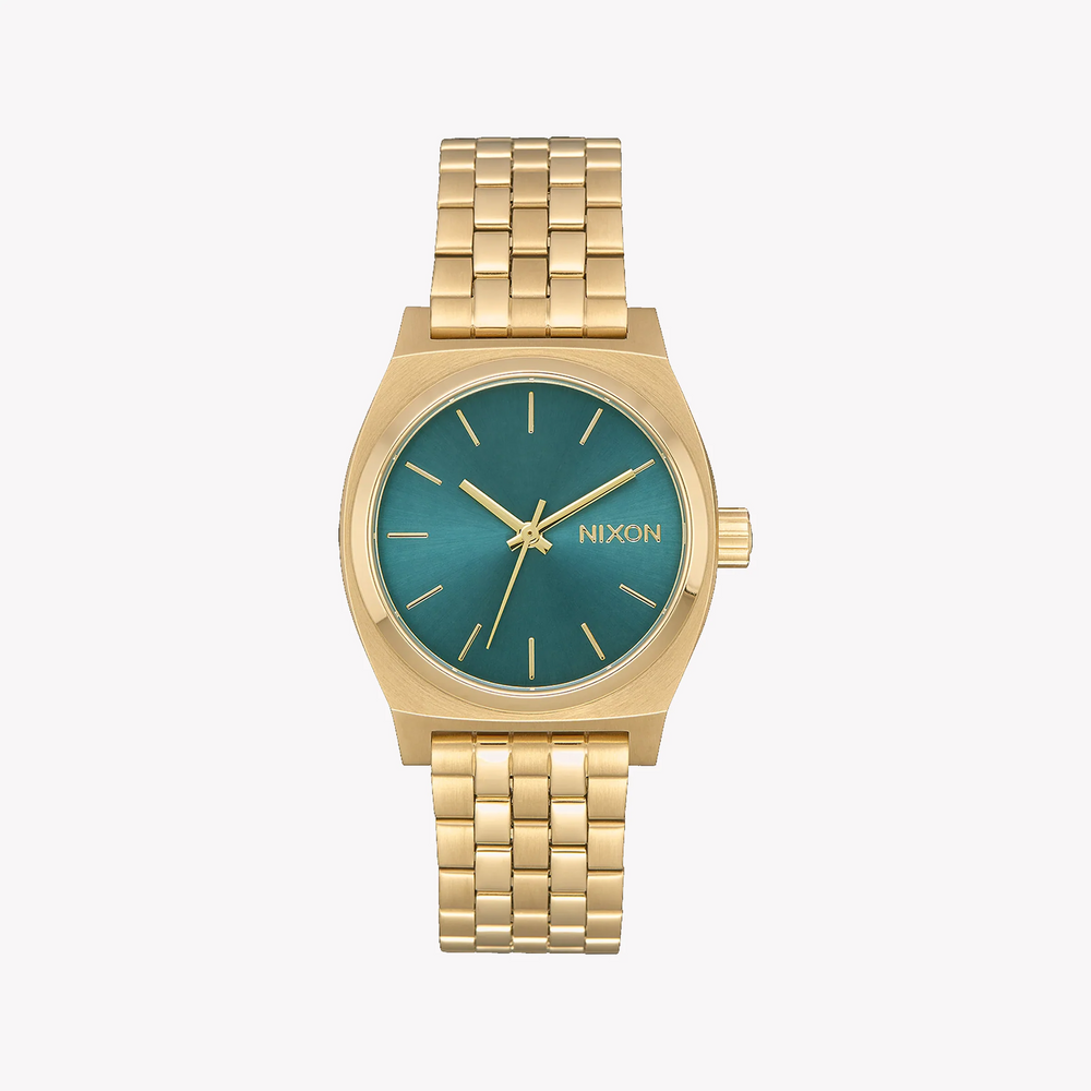 NIXON A1130-2626 - GOLDEN GLAMOUR - Women's Watch with gold stainless steel band and vibrant green dial
