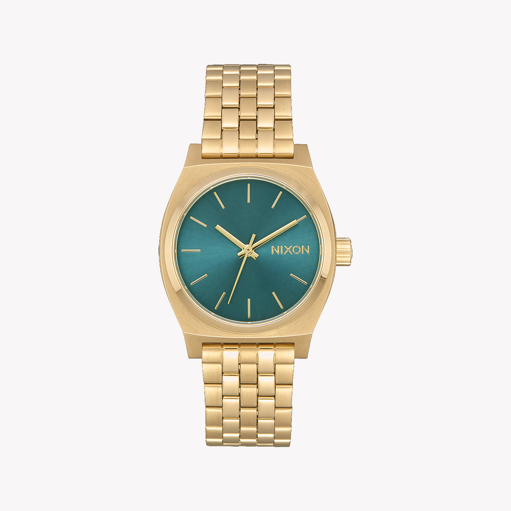 NIXON A1130-2626 - GOLDEN GLAMOUR - Women's Watch with gold stainless steel band and vibrant green dial