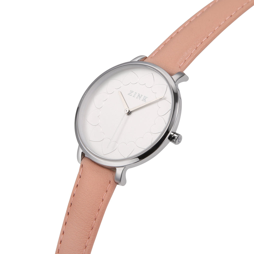 Zink Women's Watch With Silver Stainless Steel Case And Pink Leather Band by i-watch