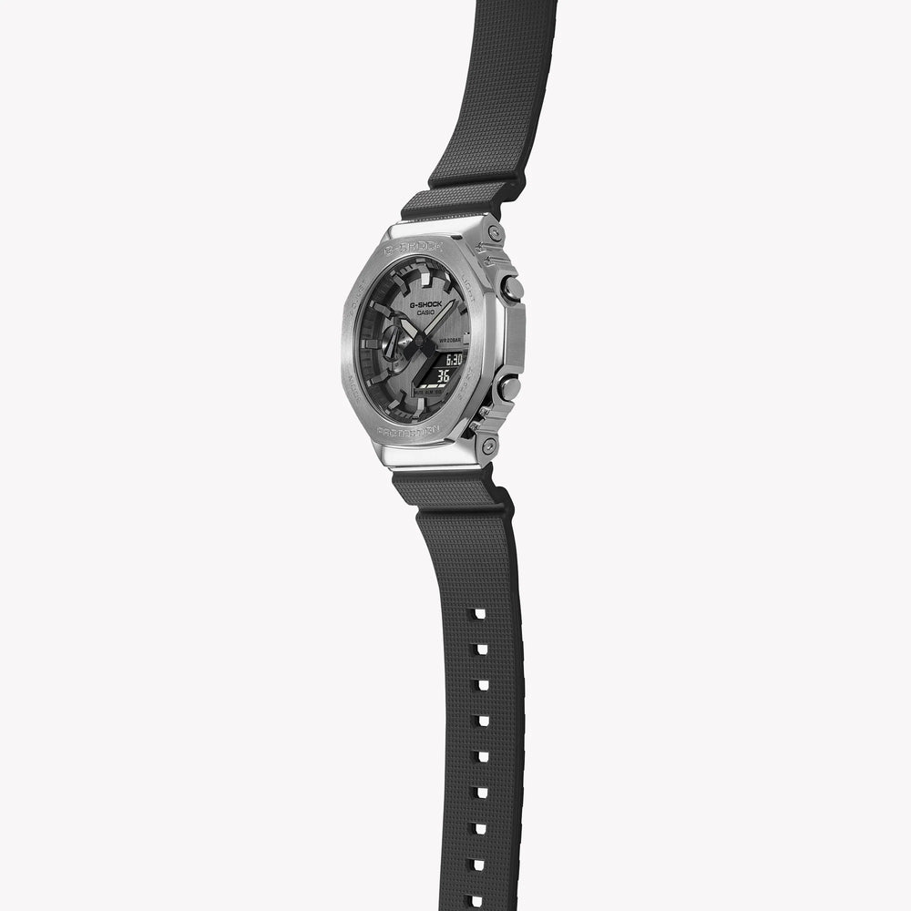 G-Shock Men's Silver Stainless Steel Watch, Black Resin | Gm-2100-1adr by i-watch