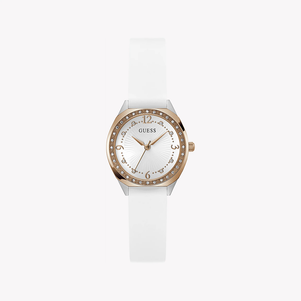 Guess Women's Rose Gold Watch, White Silicone Band | Gw0820l3 by i-watch