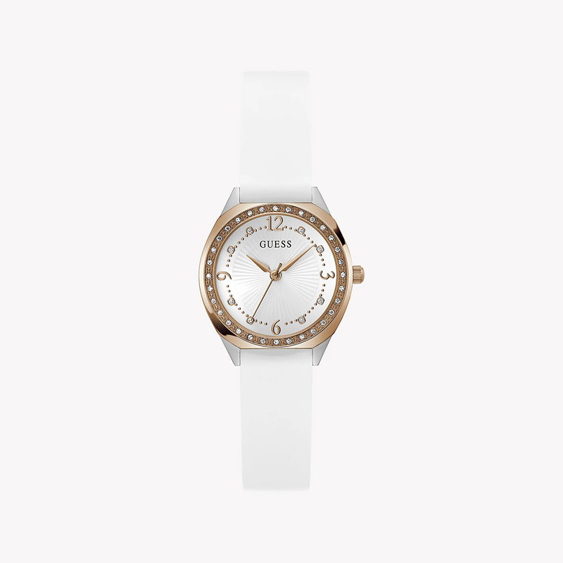 Guess Women's Rose Gold Watch, White Silicone Band | Gw0820l3 by i-watch