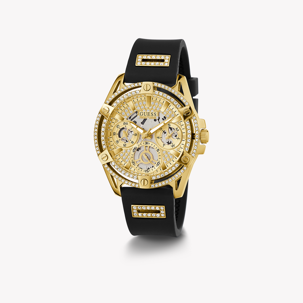 GUESS GW0536L3 GOLD RADIANCE - VIBRANT WOMEN'S WATCH WITH CHAMPAGNE DIAL & BLACK SILICONE BAND-i-Watch-4