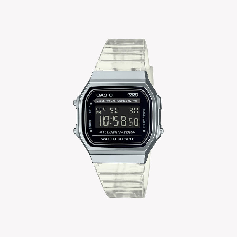 Casio A168xes-1b Digital Watch, Chrome/White | A168xes-1b by i-watch