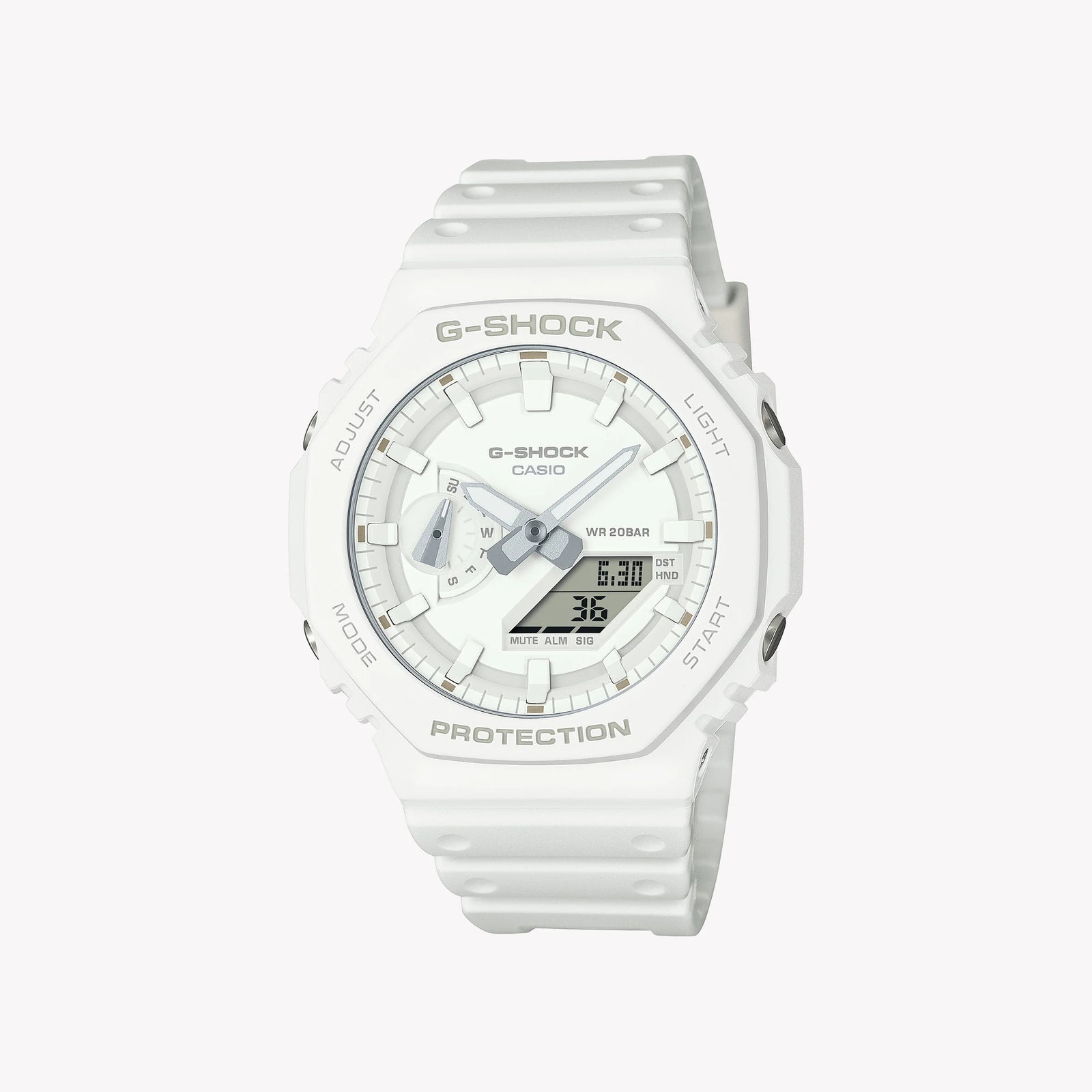 Casio Unisex White Resin Watch, Carbon Case | Ga-2100-7a7er by i-watch