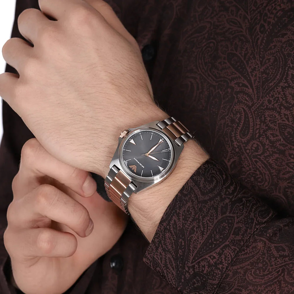 Emporio Armani Men's Silver/Rose Gold Watch, Black Dial | Ar11256 by i-watch