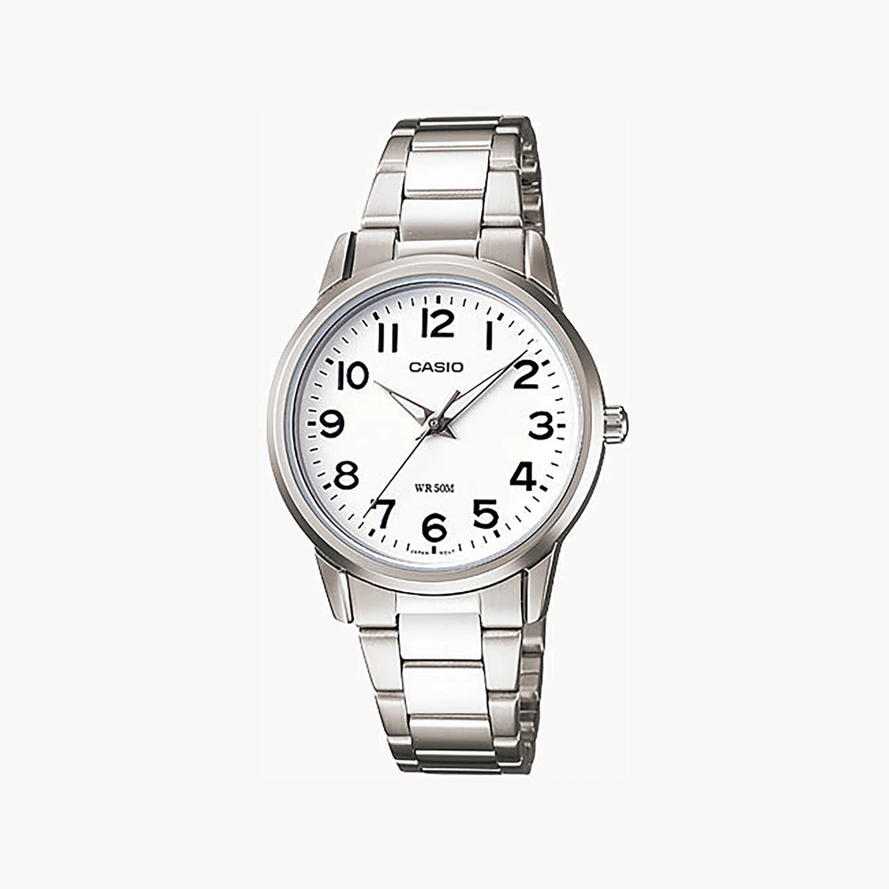 Casio Women's Silver Stainless Steel Watch, White Dial | Ltp-1303d-7bvdf by i-watch