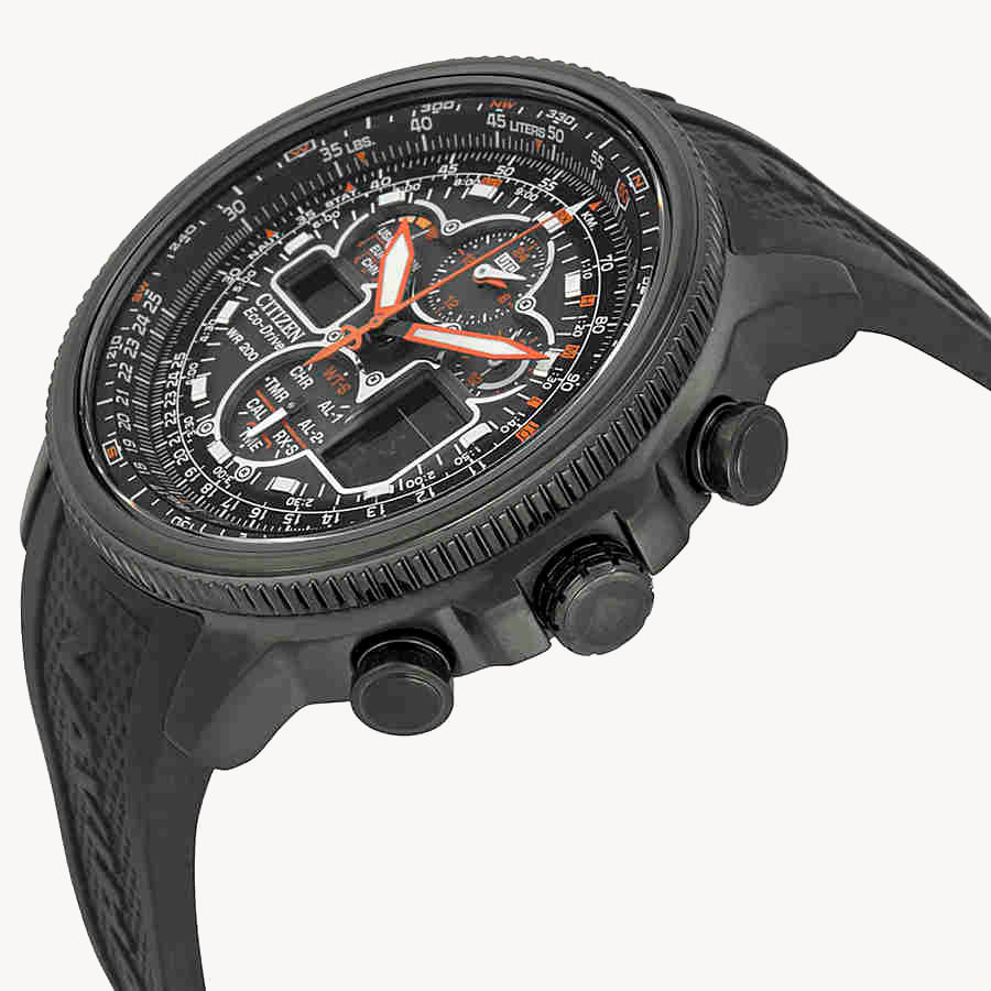 Citizen Eco-Drive Jy8035-04e - Bold Black Adventurer Men's Watch With Multifunctional Features by i-watch