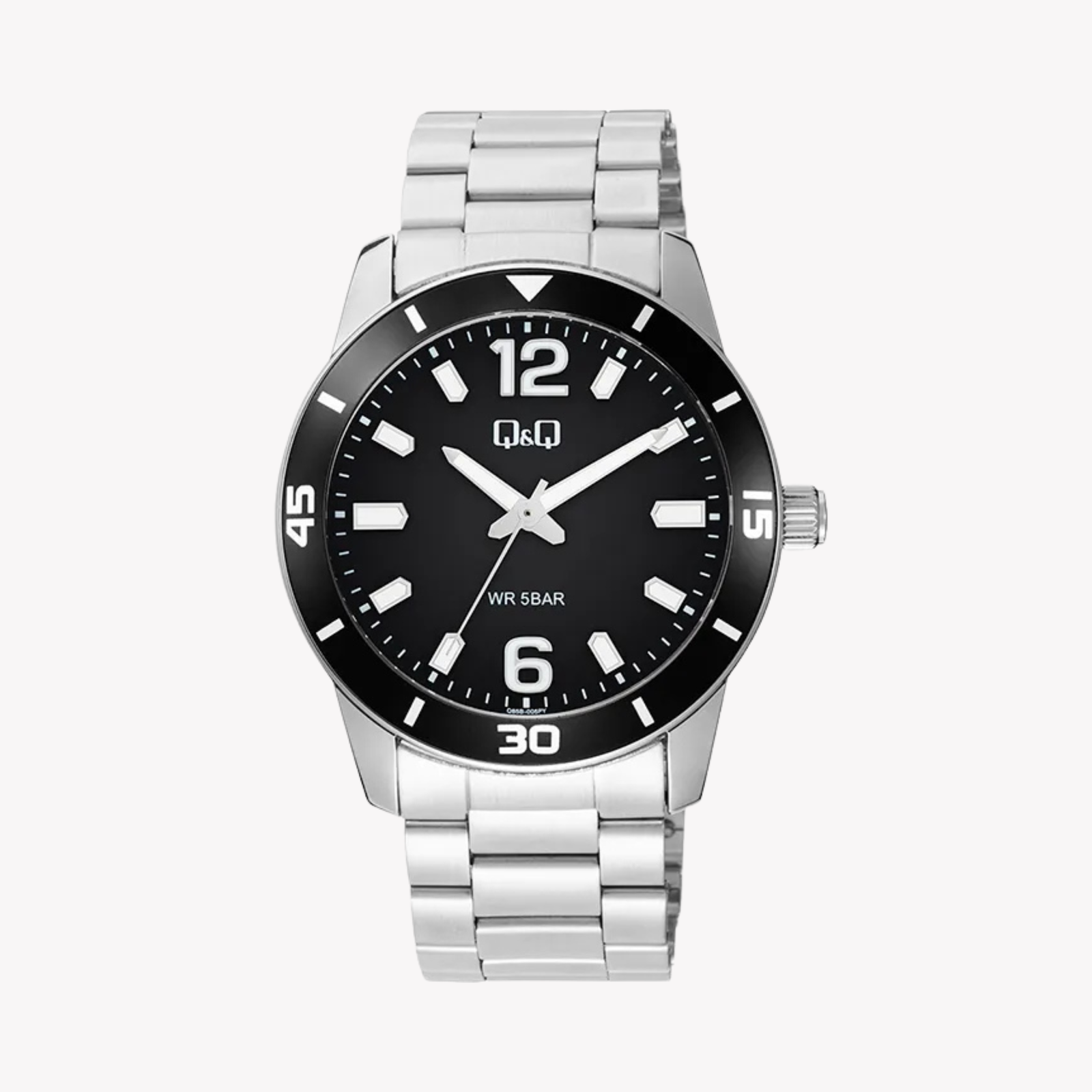 Q&Q Men's Silver Watch, Black Dial | Q85B-005PY