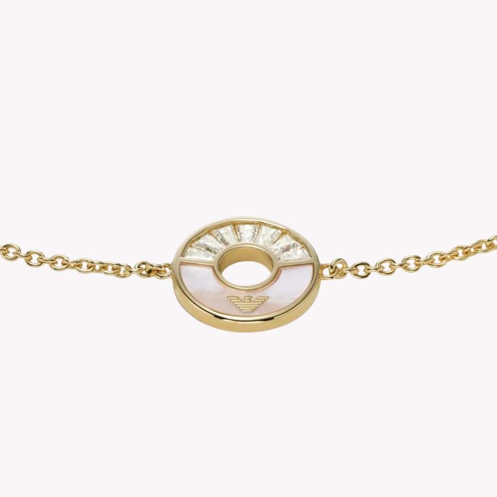 Emporio Armani Women's Gold Bracelet, Mother of Pearl & Crystal Charm | EG3558710