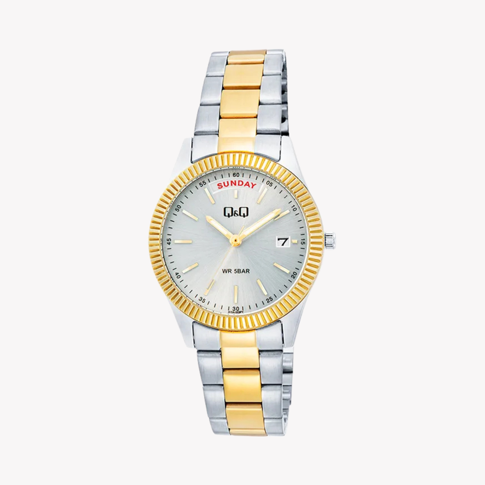 Q&Q Women's Silver & Gold Watch, Silver Dial | A15A-002PY