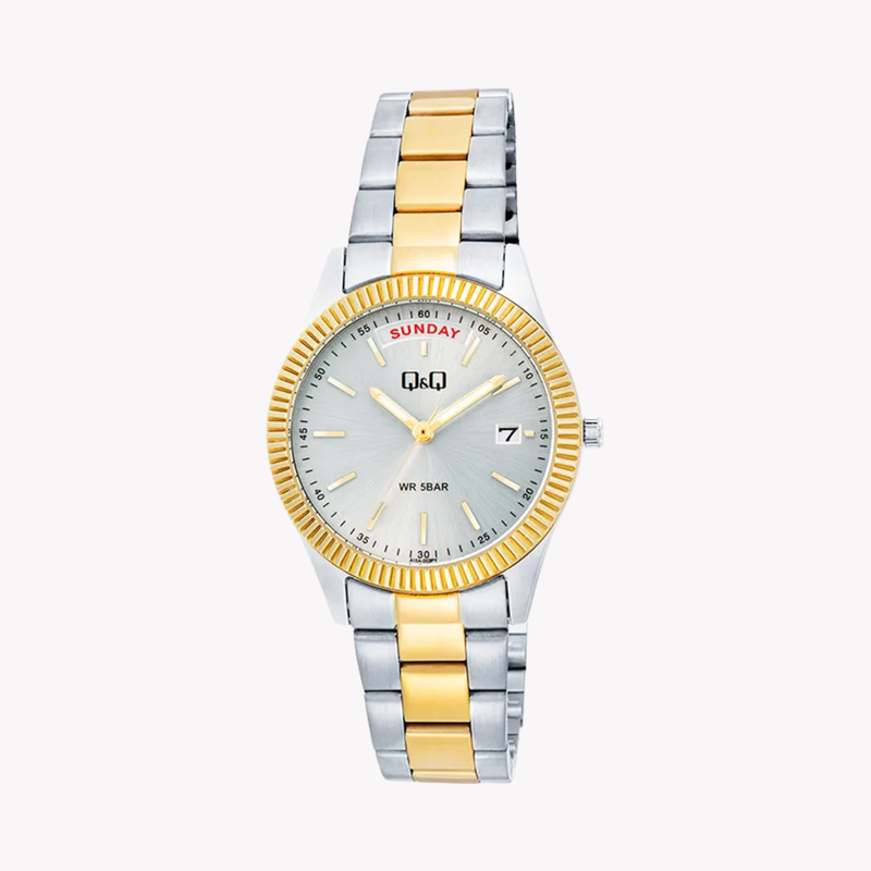 Q&Q Women's Silver & Gold Watch, Silver Dial | A15A-002PY