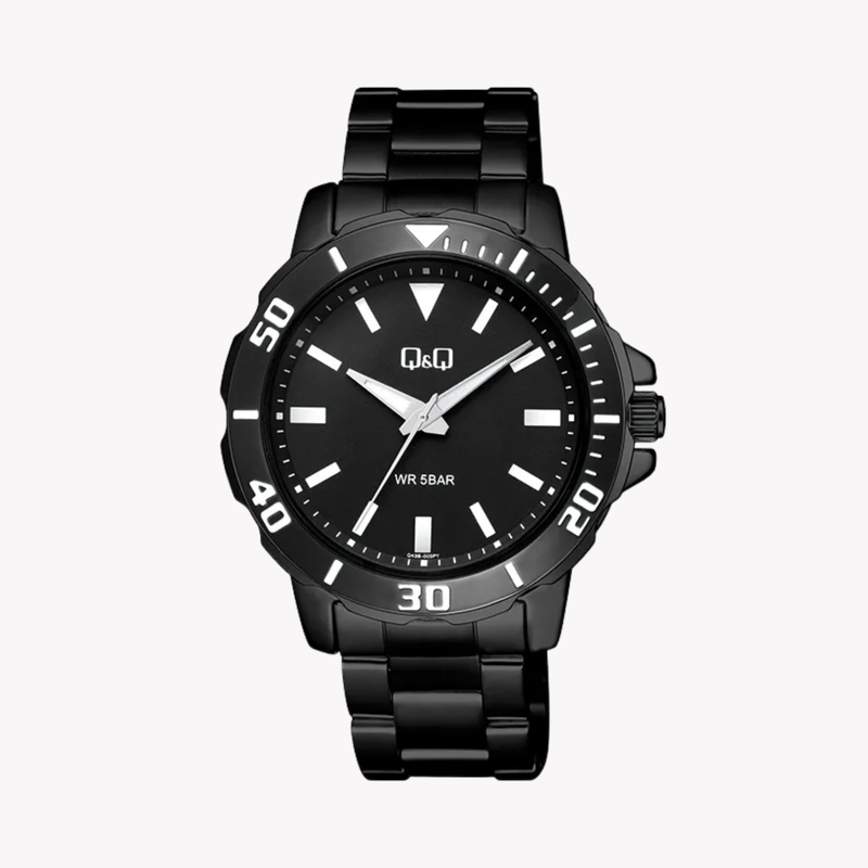 Q&Q Men's Black Men's Watch, Black Dial | Q43B-003PY
