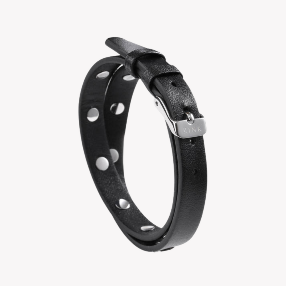 Zink Men's Black & Silver Leather & Stainless Steel Bracelet | Zjbc031lbp-A by i-watch
