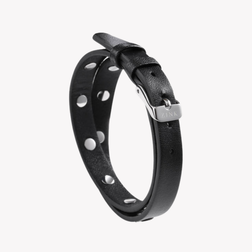 Zink Men's Black & Silver Leather & Stainless Steel Bracelet | Zjbc031lbp-A