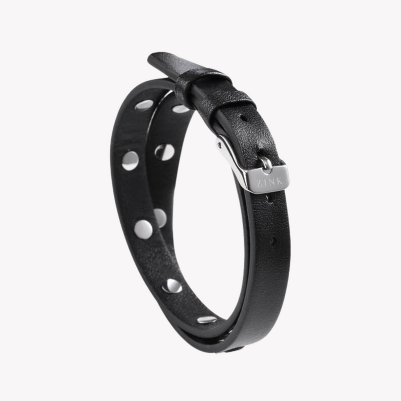 Zink Men's Black & Silver Leather & Stainless Steel Bracelet | Zjbc031lbp-A by i-watch