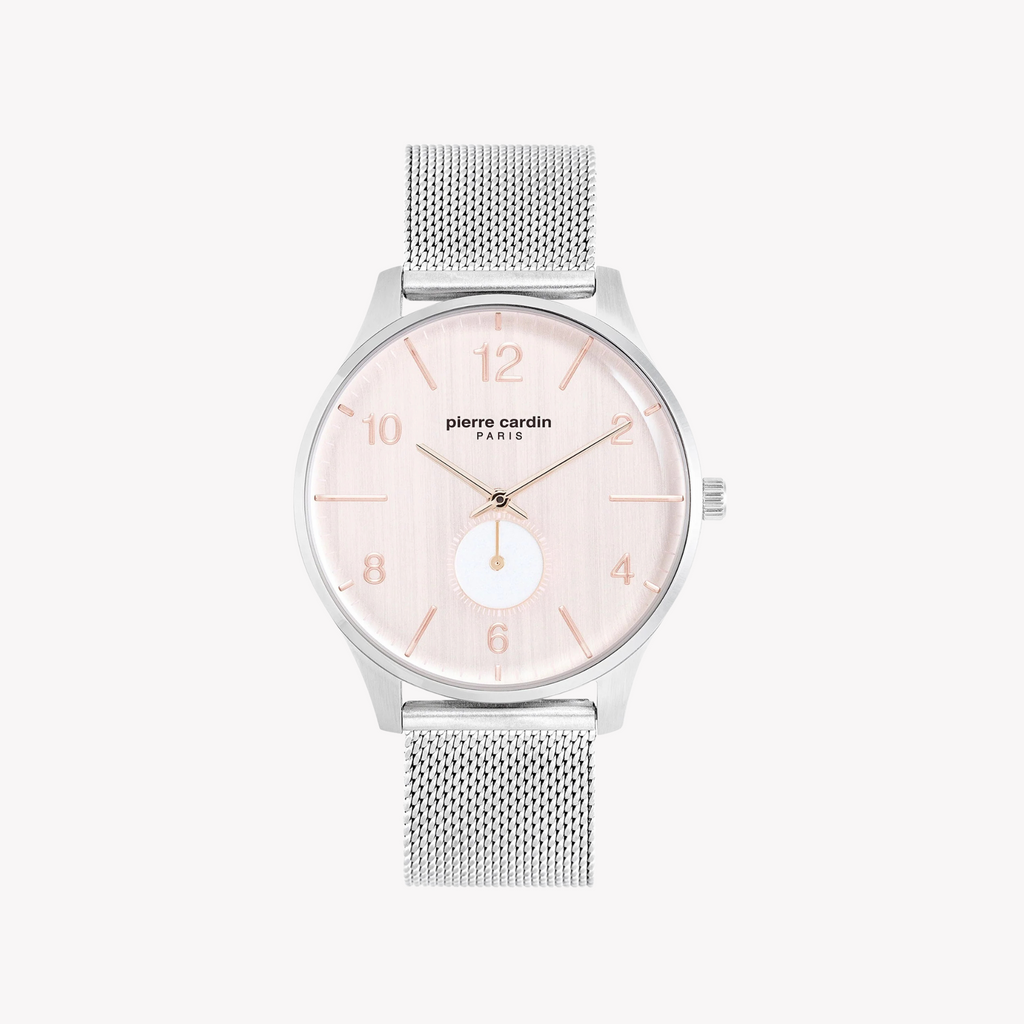 Pierre Cardin Men's Silver Stainless Steel Watch, Rose Dial | Pc902671f107
