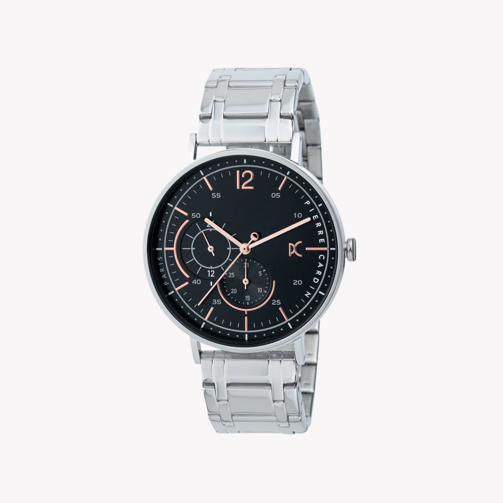 PIERRE CARDIN CBN.3025 LUXUS-HERRENUHR AUS EDELSTAHL – STILVOLLES SCHWARZES ZIFFERBLATT