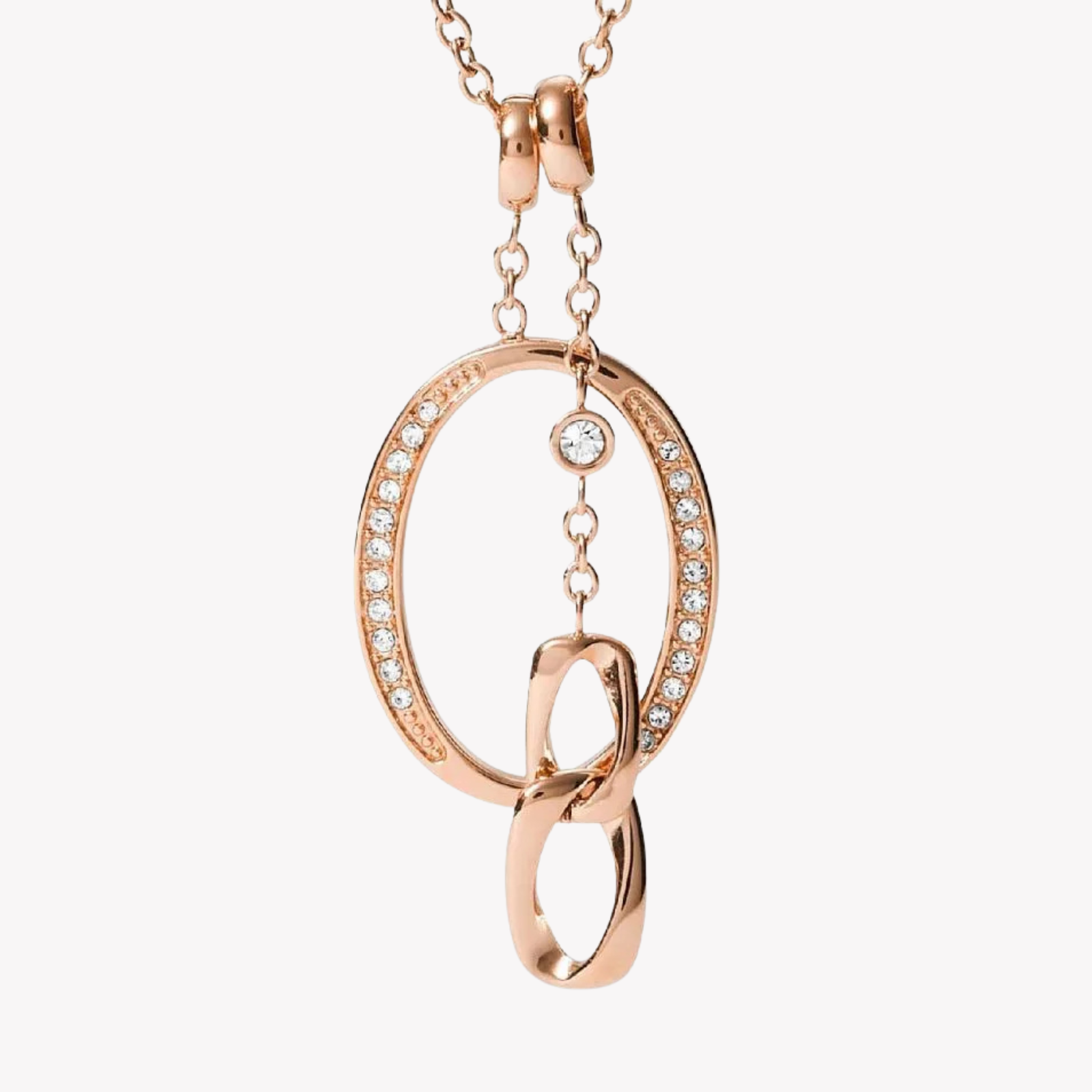 Fossil Women's Rose Gold-Tone Necklace, Crystal Accents | JF03350791