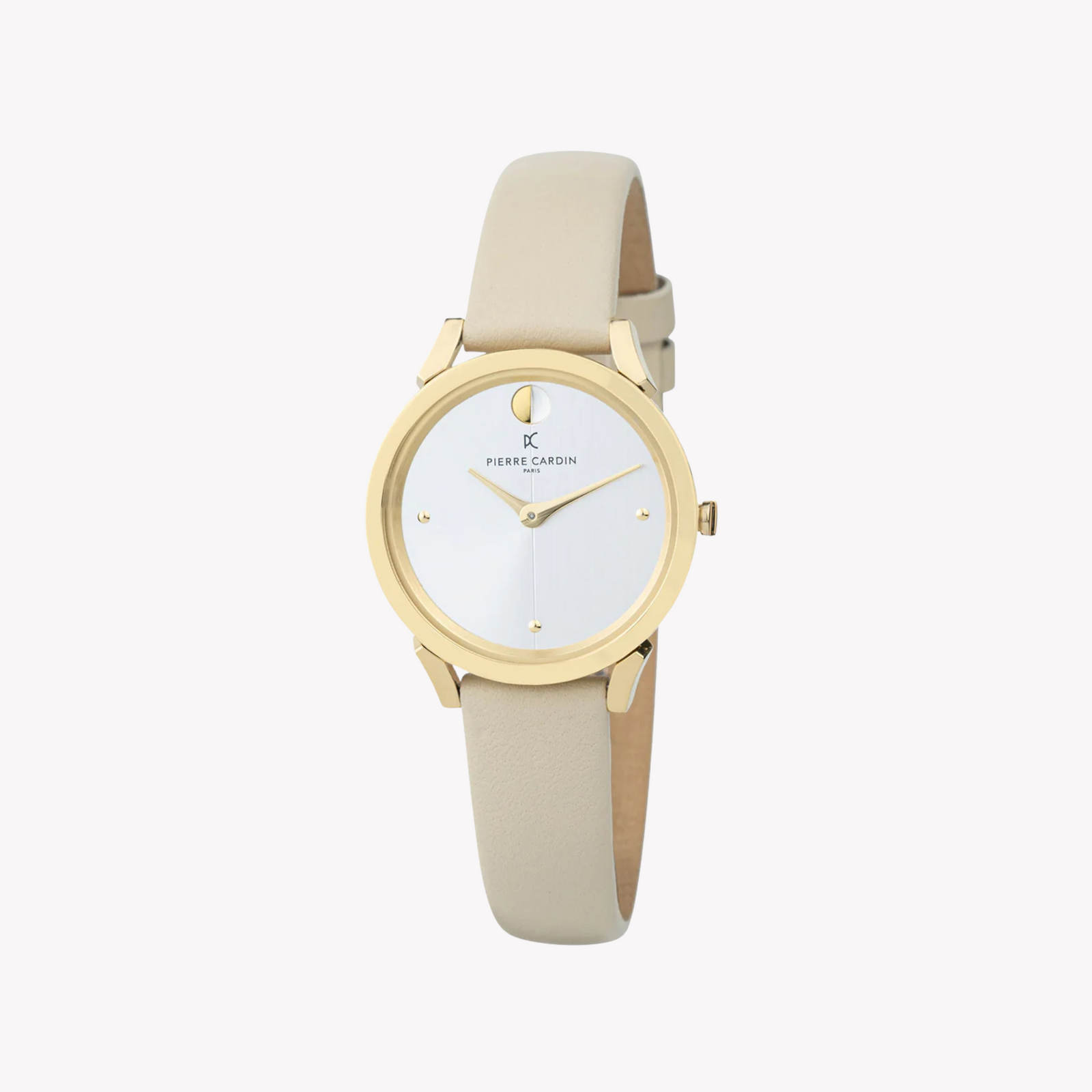 Pierre Cardin Women's Beige Leather Watch, Silver Dial | Cpi.2536