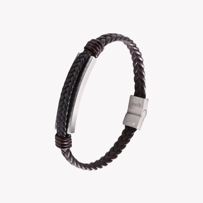 Zink Men's Brown & Silver Stainless Steel Bracelet | Zjbc028sclbr