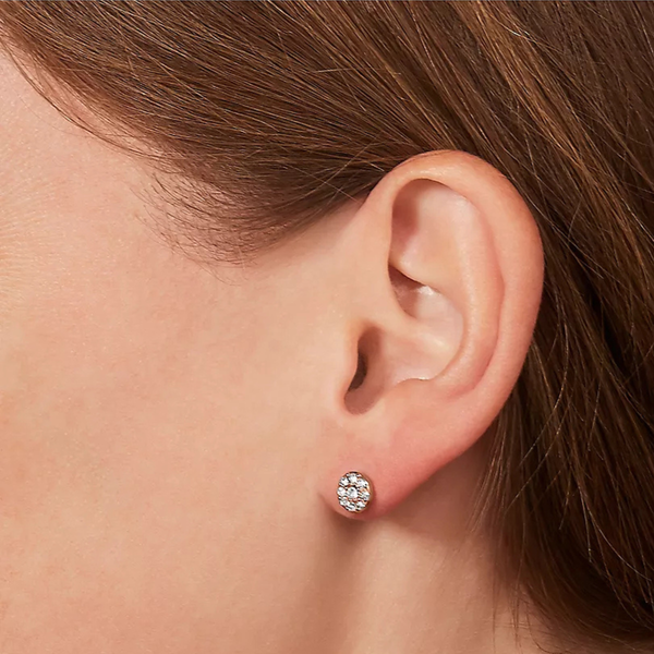 Fossil Women's Rose Gold Earrings, Crystal Accents | JF00830791