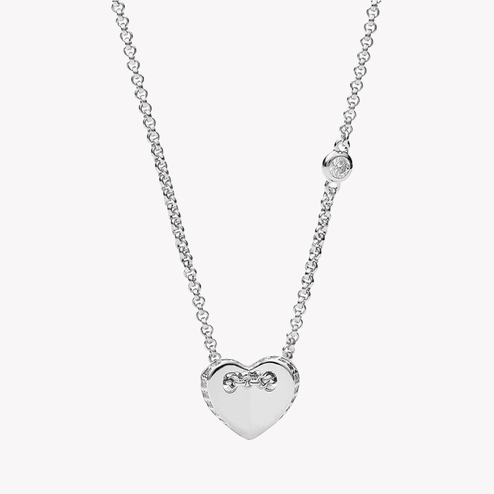 Fossil Women's Silver Necklace, Folded Heart Pendant | JFS00425040