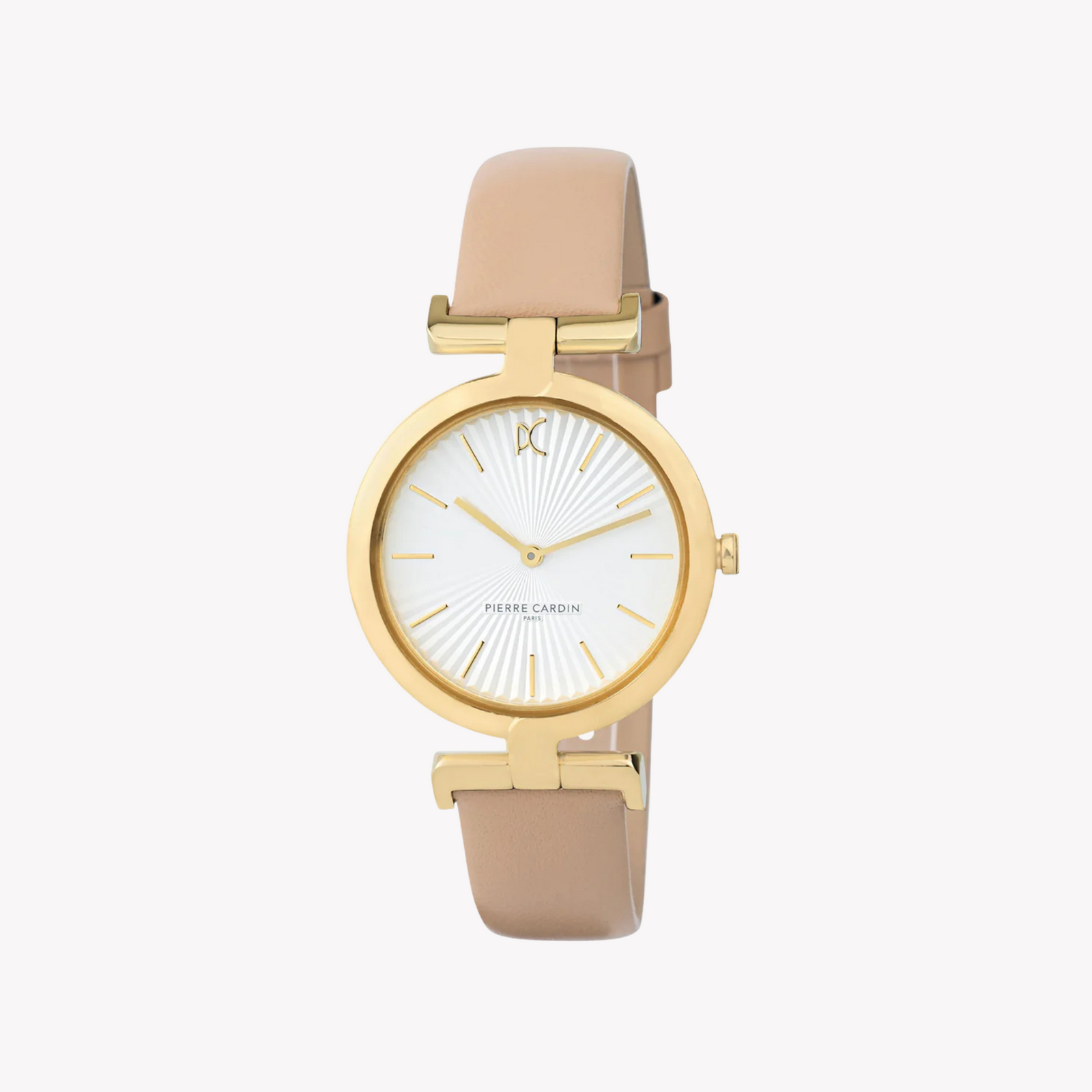 Pierre Cardin Women's Beige Leather Watch, Silver Dial | Cmd.3503
