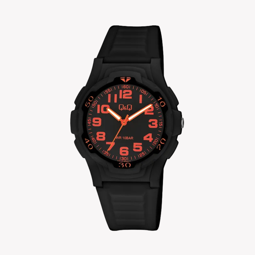 Q&Q Men's Black Watch, Black Dial | V31A-005VY