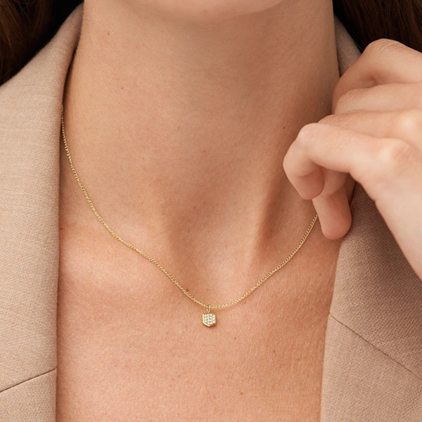 Fossil Women's Gold-Tone Necklace, Clear Crystals | JF04530710