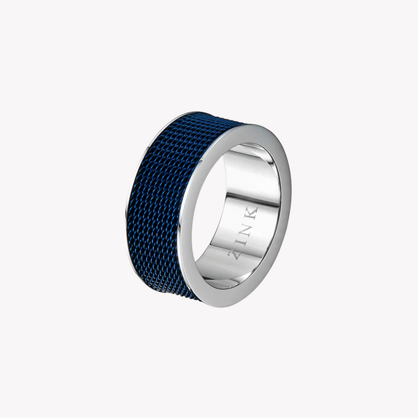 Zink Men's Silver & Blue Stainless Steel Ring | Zjrg019sbl