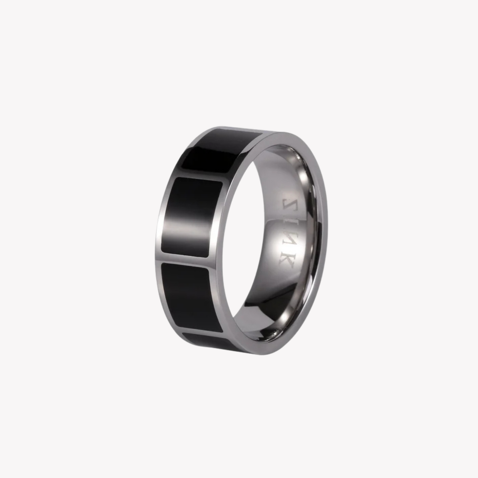Zink Men's Silver & Black Stainless Steel Ring | Zjrg009spb by i-watch