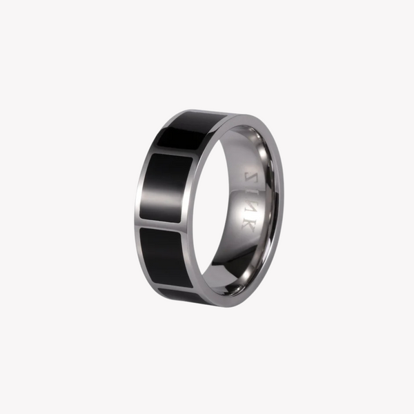 Zink Men's Silver & Black Stainless Steel Ring | Zjrg009spb